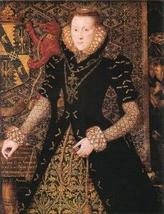 Margaret Audley, Duchess of Norfolk, wears a fairly modest ruff in 1562