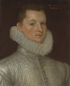 John Smythe wears a plain linen ruff in 1579